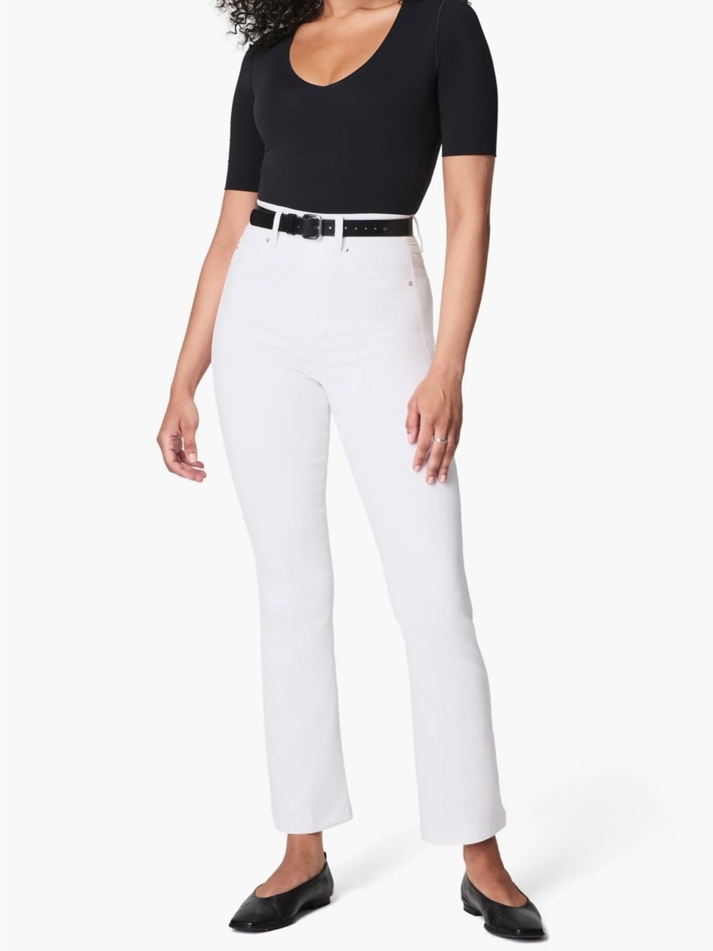 SPANX Shape Everywhere Kick Flare High-Rise Women's Jeans In White, Cropped, M